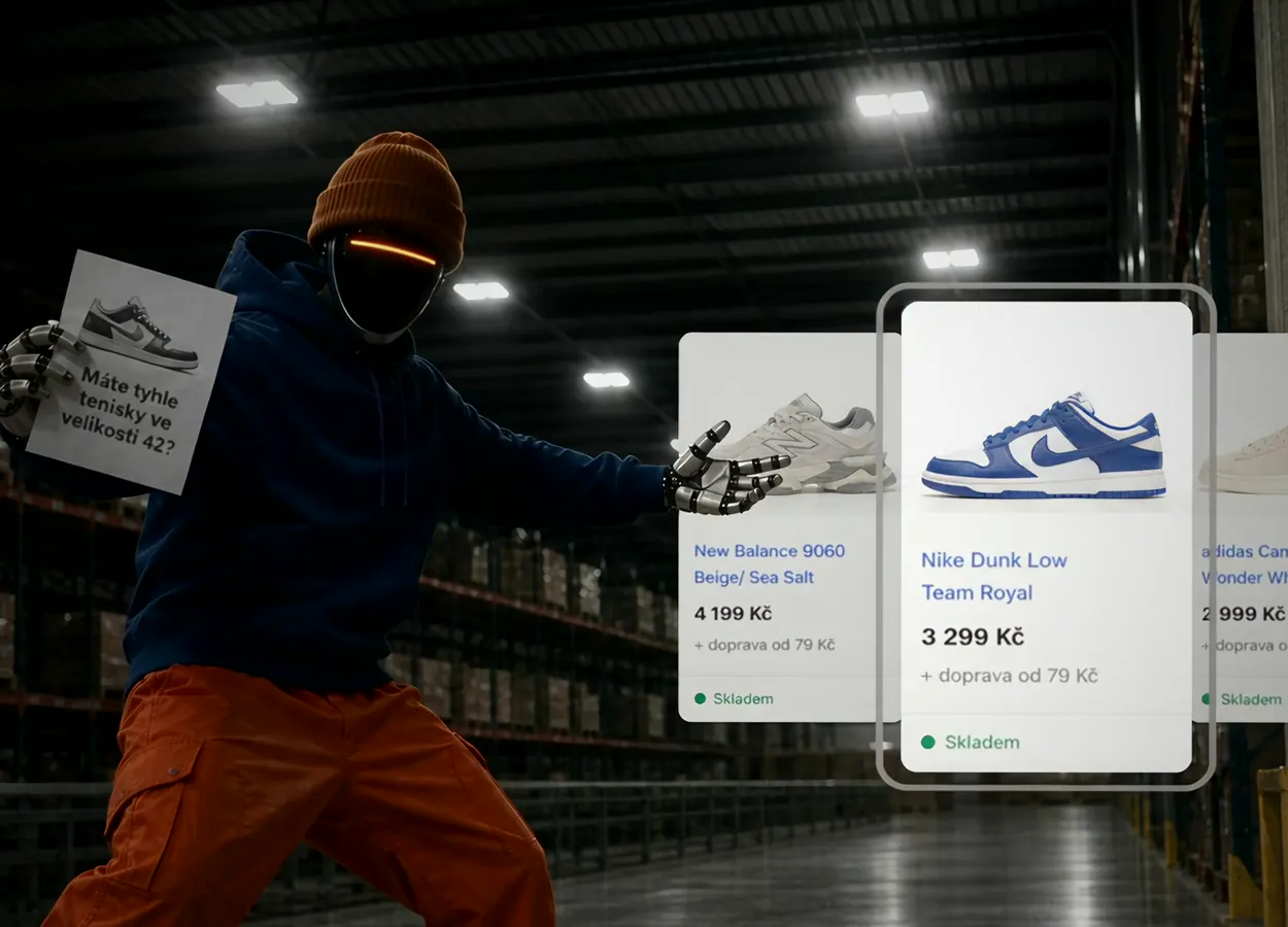 Izzák ukazuje na kartu produktu Nike Dunk Low